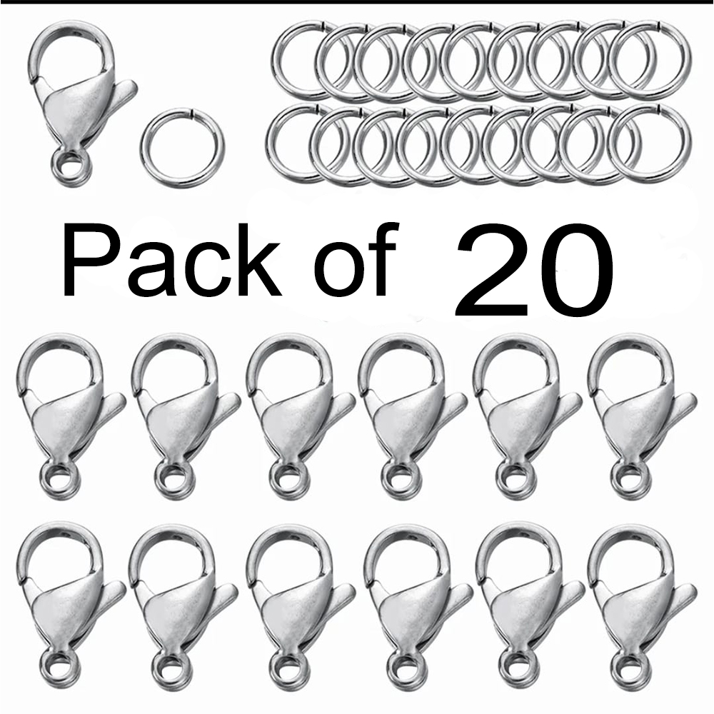 Stainless Steel Golden Silver 12mm Metal Lobster Clasp Hook Connector For Necklace Bracelet Fastener With Open Jump Ring For Bracelets Necklaces Chain DIY Jewelry Making Findings