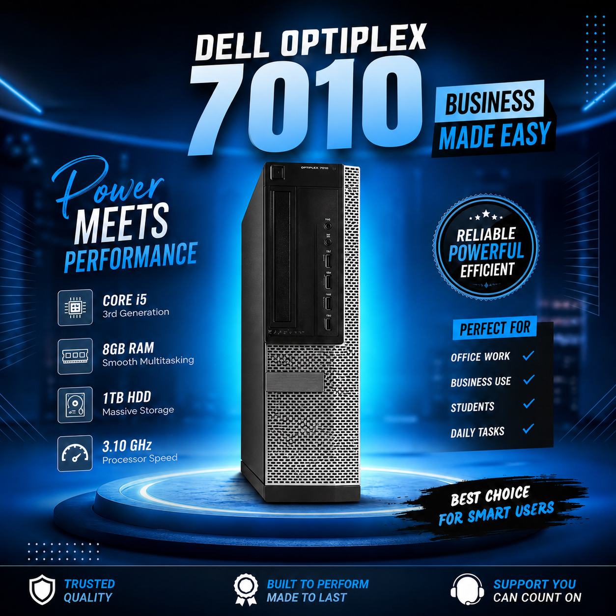 Optiplex 7010 Core i5 8GB Ram 1TB Hard 3.10 Ghz Processor 3rd Generation Desktop