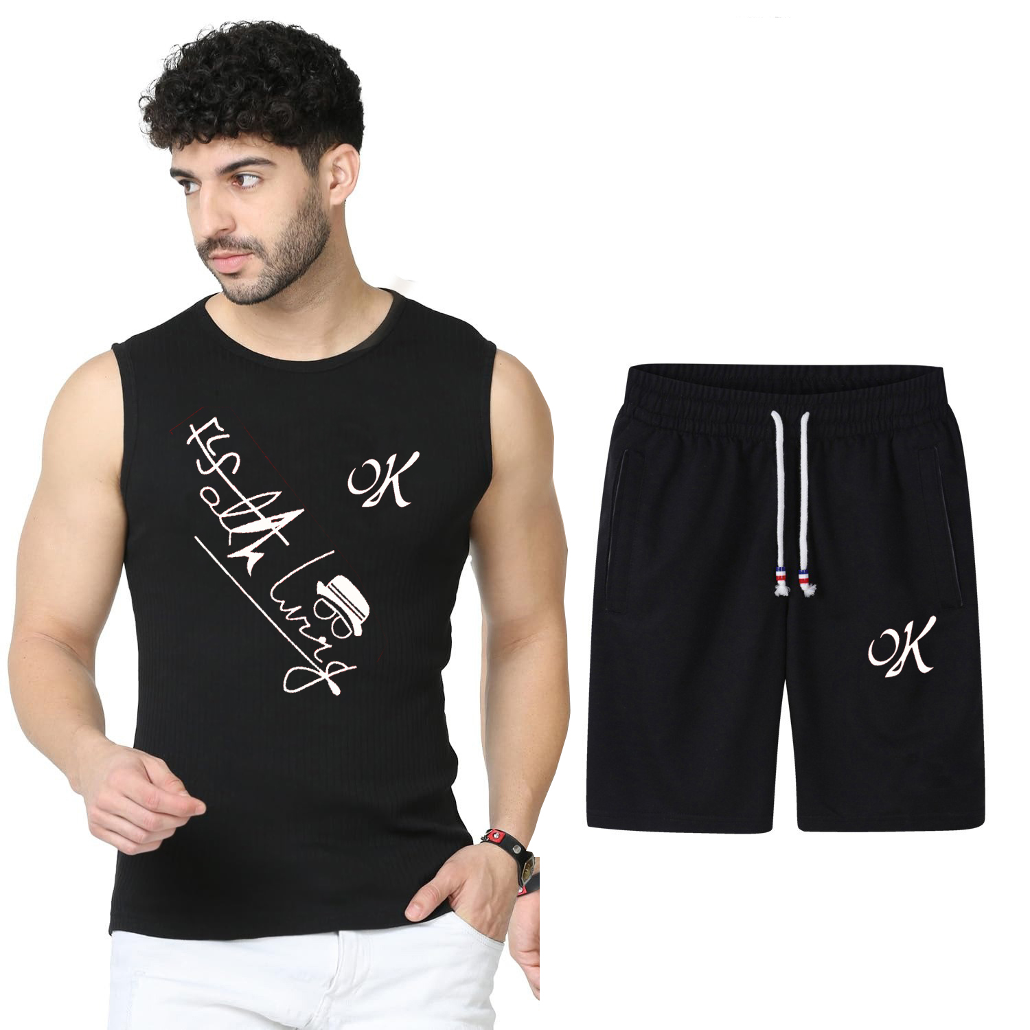 Summer Tracksuit Men Sets sando+Shorts Mens Jogging Suit Casual Quick-drying Sportswear 2 Piece Set