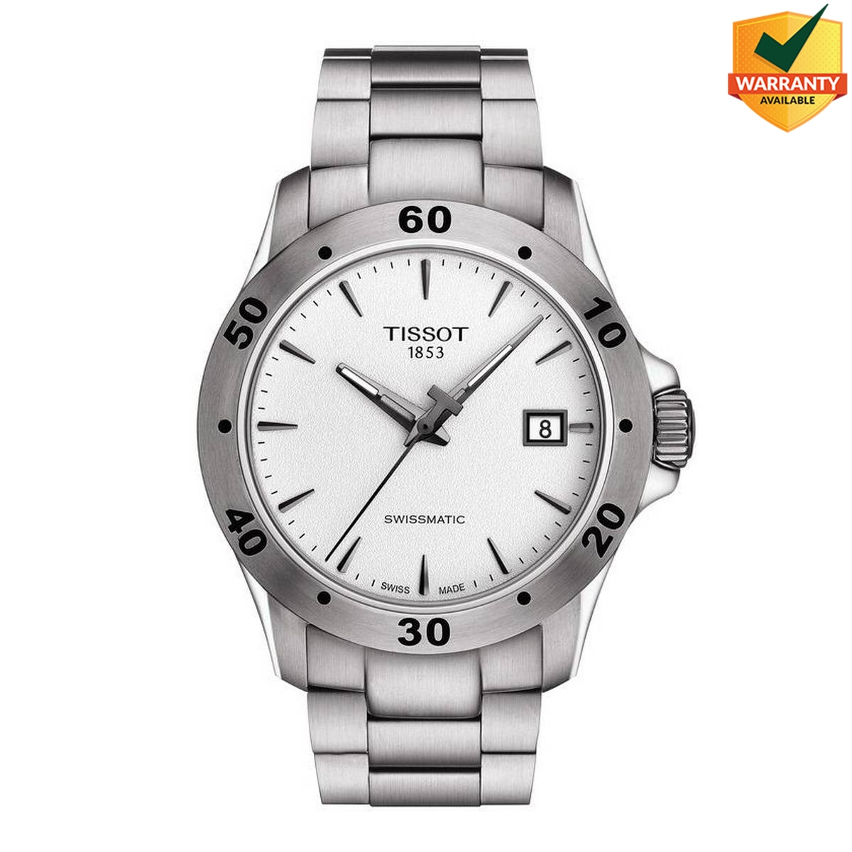 Tissot V8 Swissmatic Silver Dial - Grey Bracelet Men's Watch - T106.407.11.031.01