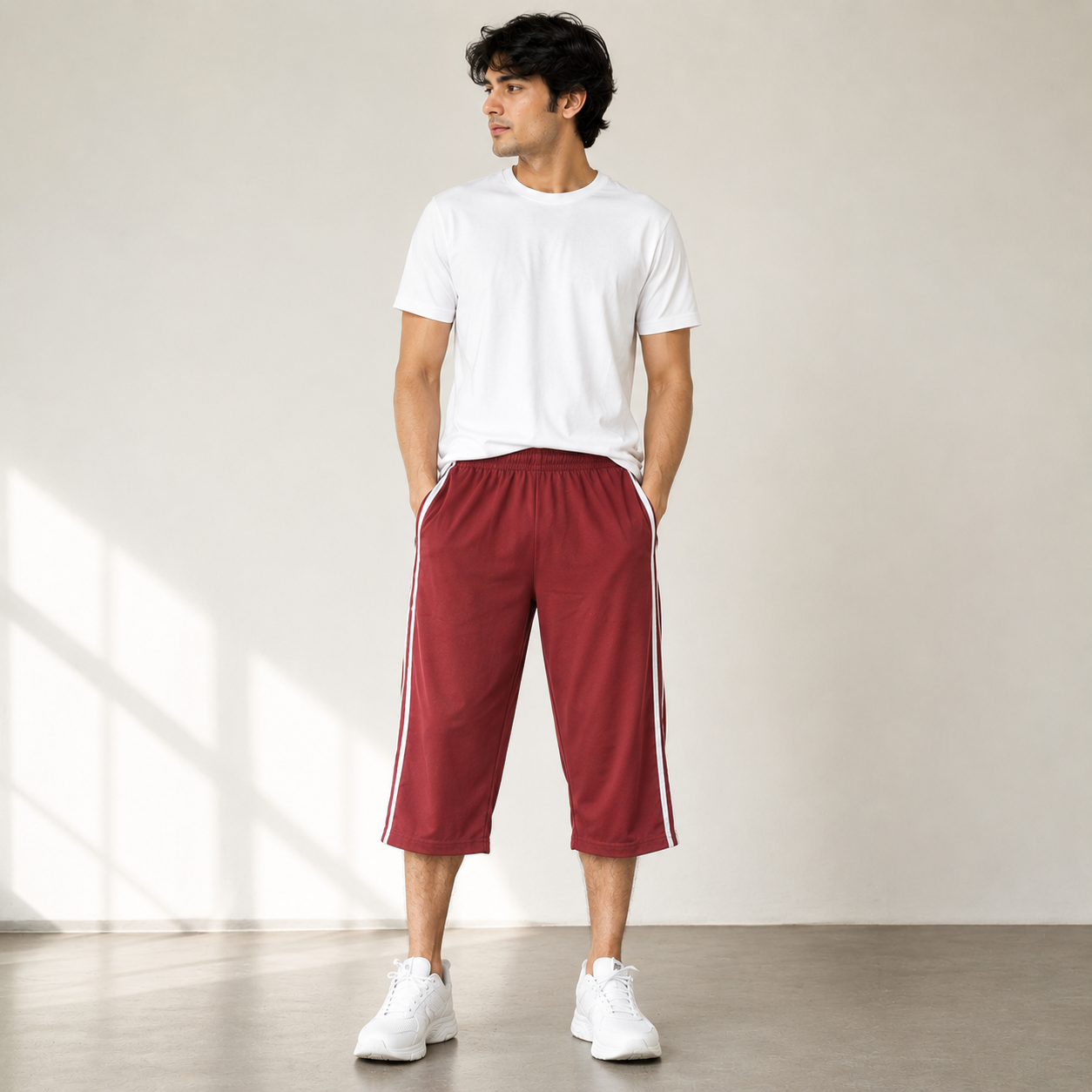 Faiz Garments | 1Pcs Premium Jersey 3 Quarter Shorts for Men – Lightweight Sports & Daily Wear