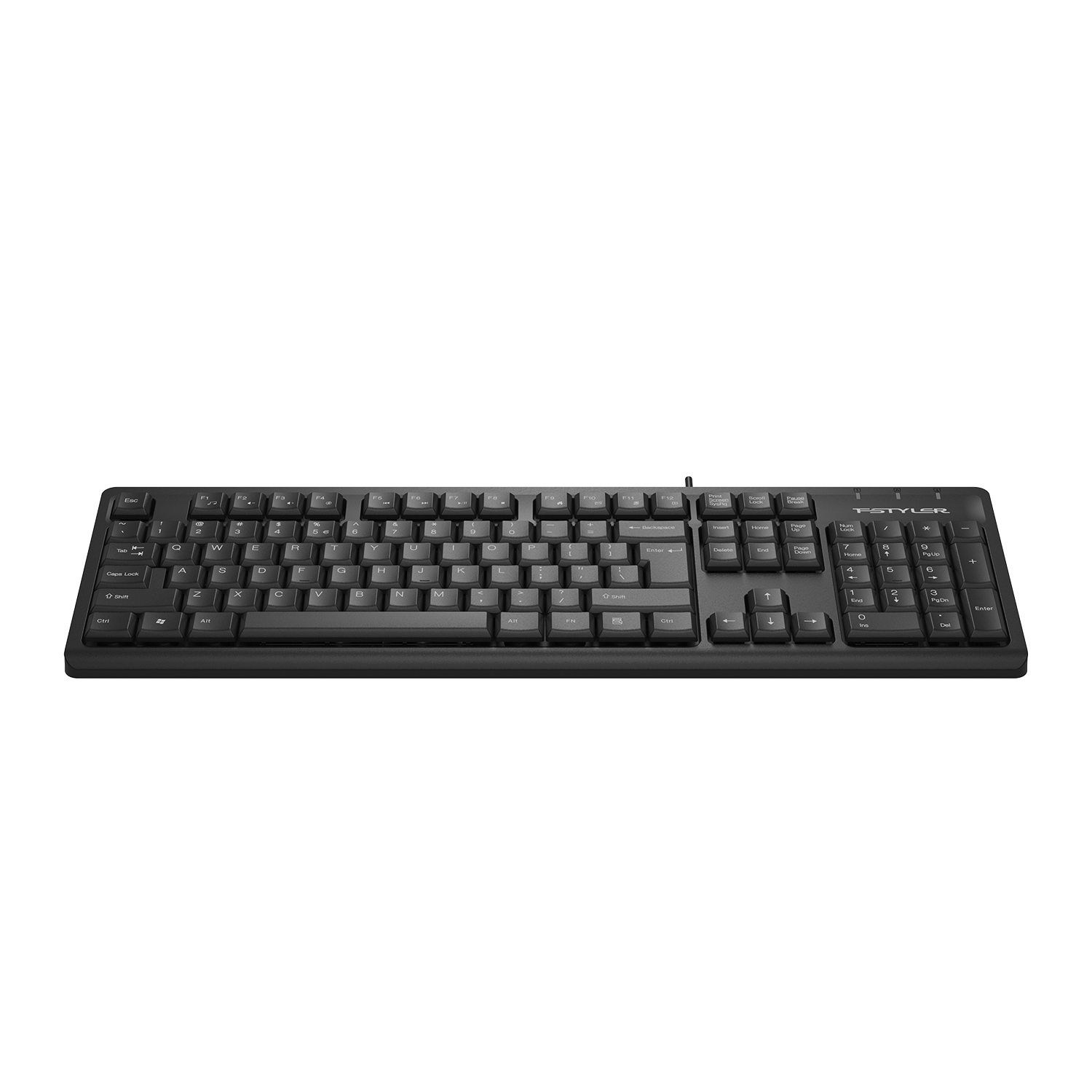 A4Tech FK12 Multimedia Wired Keyboard - Round-Square Keycaps - Waterproof Design - For PC/Laptop