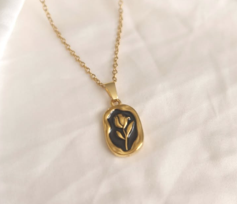 Rose Flower Necklace For Women Golden Color Tulip Flower Pendant Stainless Steel Chain Necklace Wedding Jewelry Birthday Gift