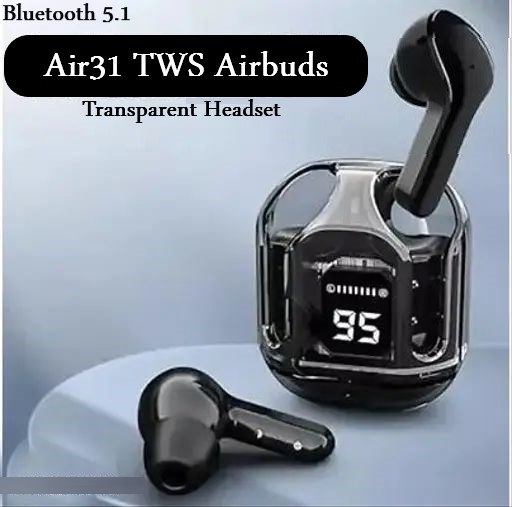 Air31 TWS (True Wireless Stereo) Bluetooth Earbuds & Airbuds Headset | Dual Wireless Earphones | HD Stereo Sound | Touch Control | Compatible With All Bluetooth Devices.