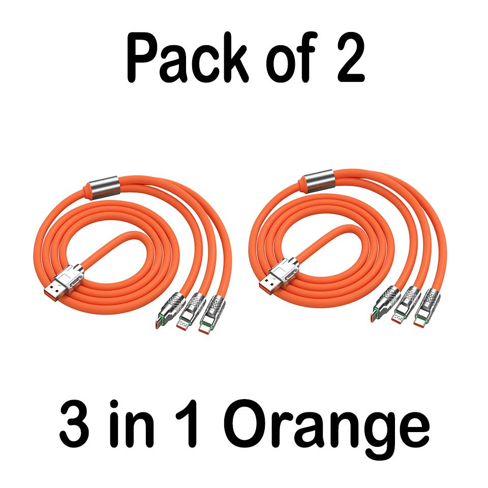 3 in 1 120W Type C Micro USB iOS Data Cable Fast Charging Liquid Silicon Universal for All Smartphones 1.2m