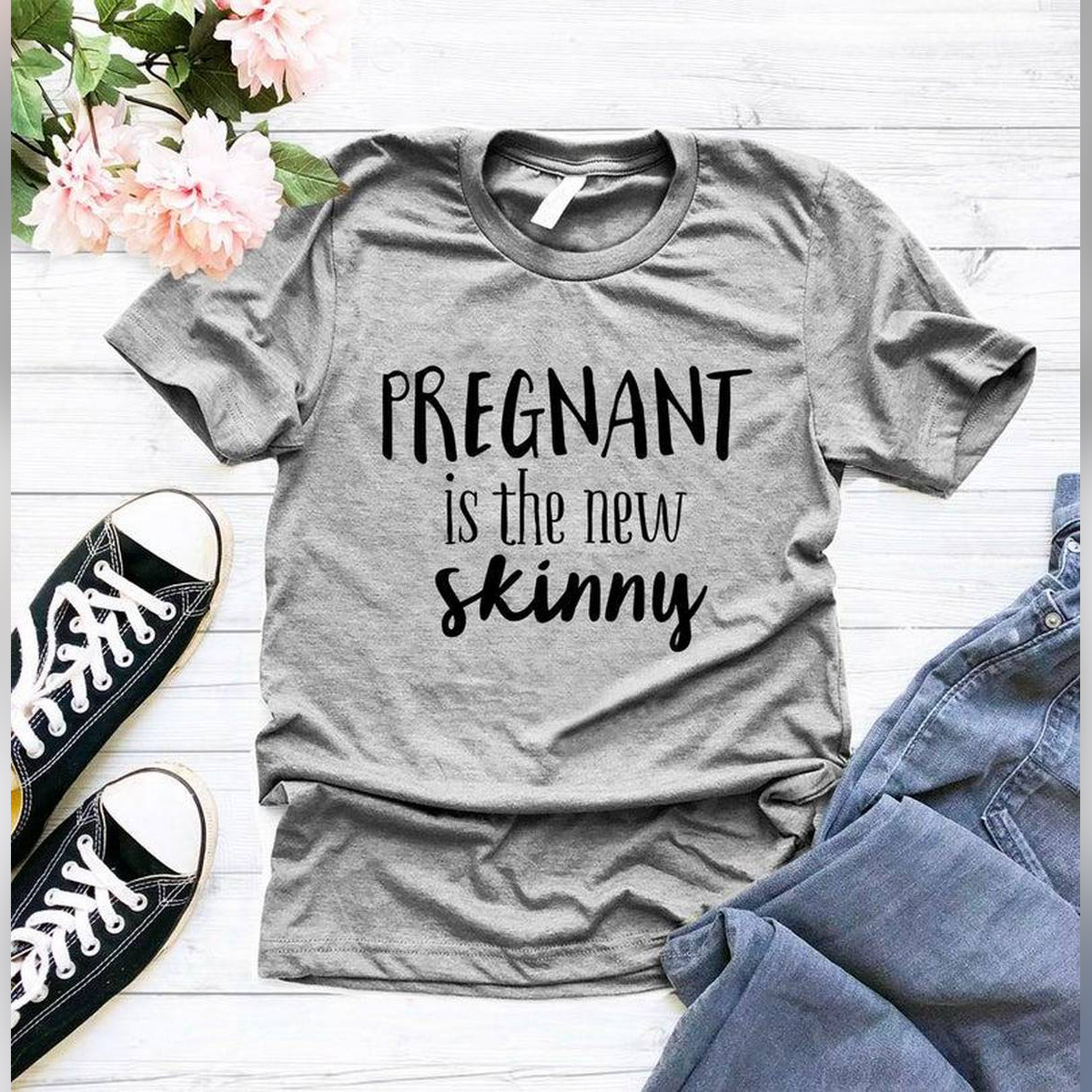 Pregnant is the new Skinny T Shirt, Funny Pregnancy Shirt, Cute Maternity T-Shirt, Pregnancy Announcement Shirt, Cute Maternity T Shirt