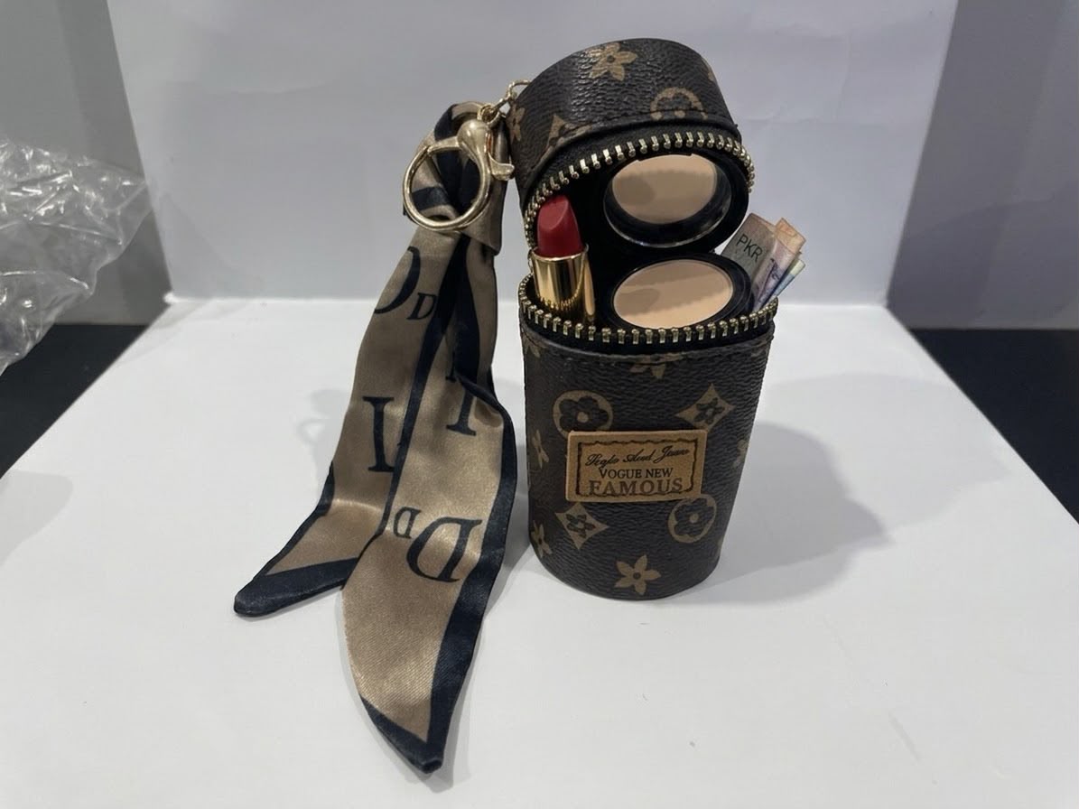 Key Chain, jewelry, clothing Designer Series Mini Keychain Bag | Cute Cylindrical Pouch Keychain | PU Leather Coin Purse with Zip for Girls