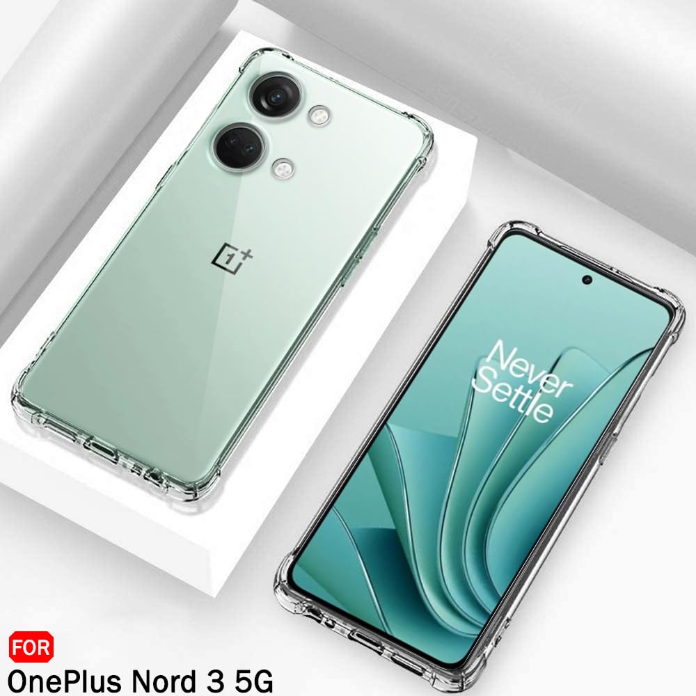 OnePlus Ace 2V / Nord 3 Transparent Back Cover with Corner Bumper Protection – Clear Soft Silicone Case