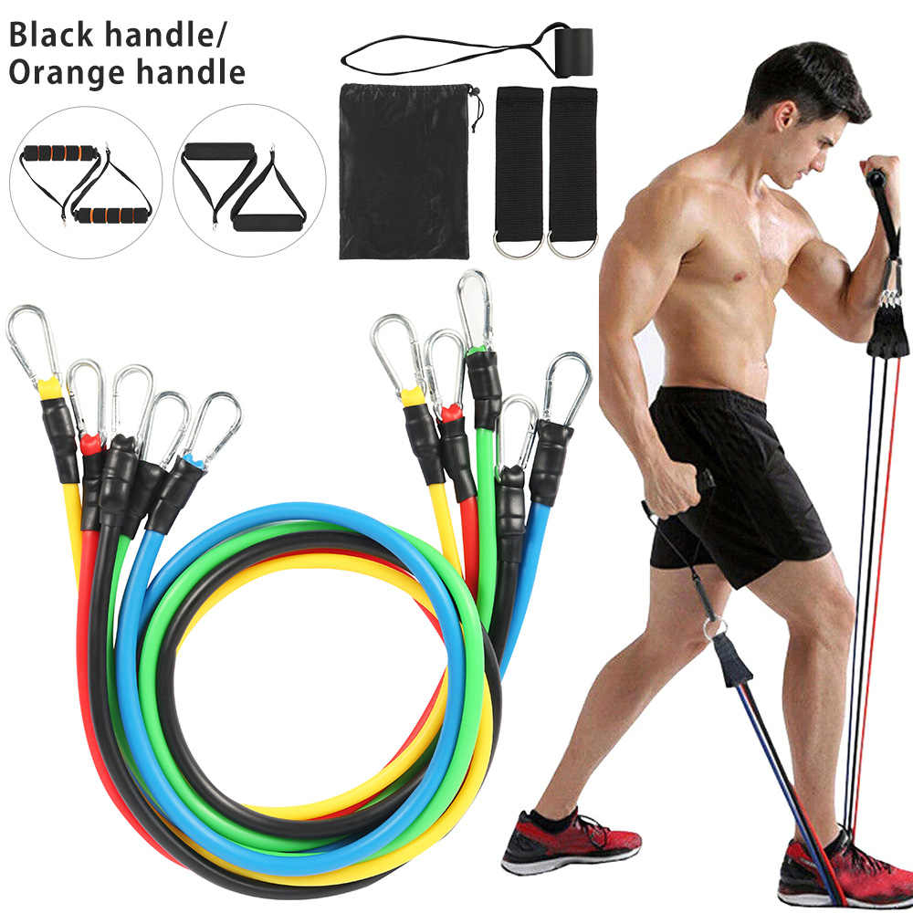 Resistance Bands Set 11 Pack Workout Bands,Include 5 Exercise Bands up to 100lb,2 Handles,2 Straps,1 Door Anchor,1 Carry Bag,for Resistance Training,Physical Therapy,Home Workouts Power Exercise Resistance Band