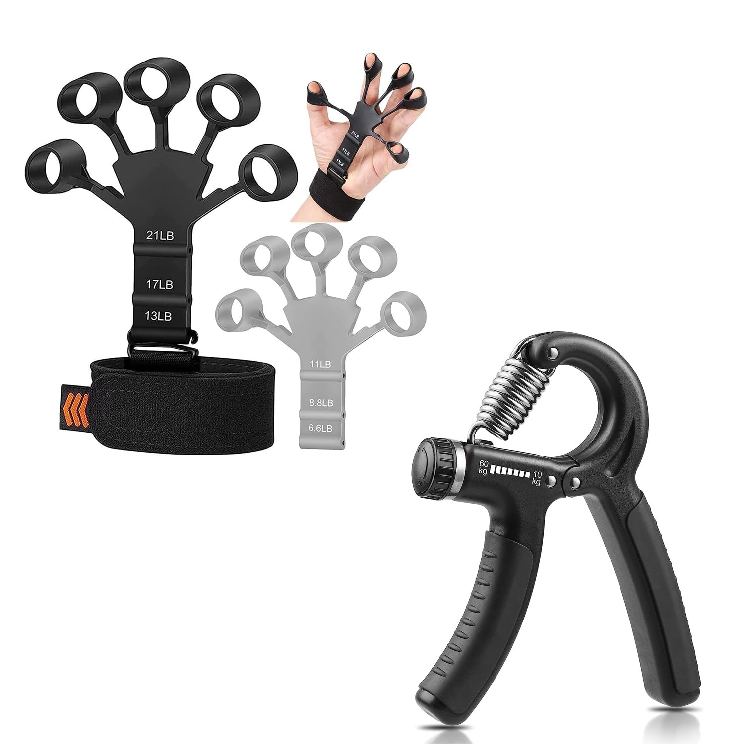 Hand Finger Gripper - Guitar Finger Gripper - Exerciser 6 Resistant Level Gripper - Finger Exerciser for Guitar Players -   Arms Hand Trainer for home