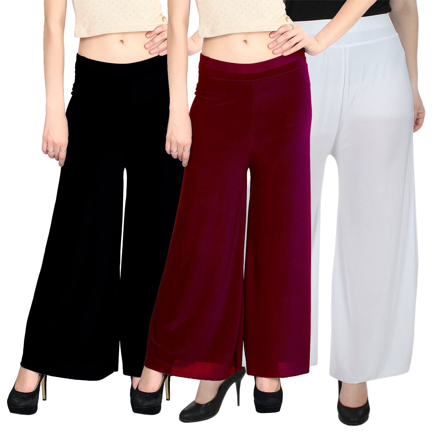 Women Wide Leg Comfortable Plazo For Women And Girls Pack Of 3