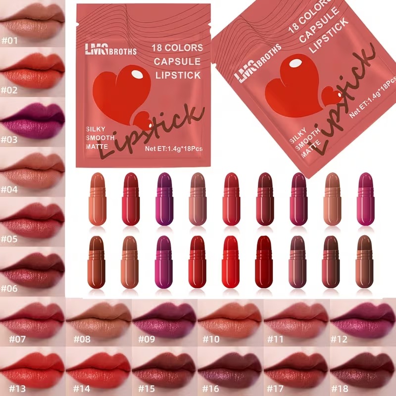 ORIGINAL IMPORTED LMG BROTHS 9/12/18 Color Capsule Lipstick Set – Silky Smooth Matte Finish Mini Lipstick Pods (Travel Size & Portable)