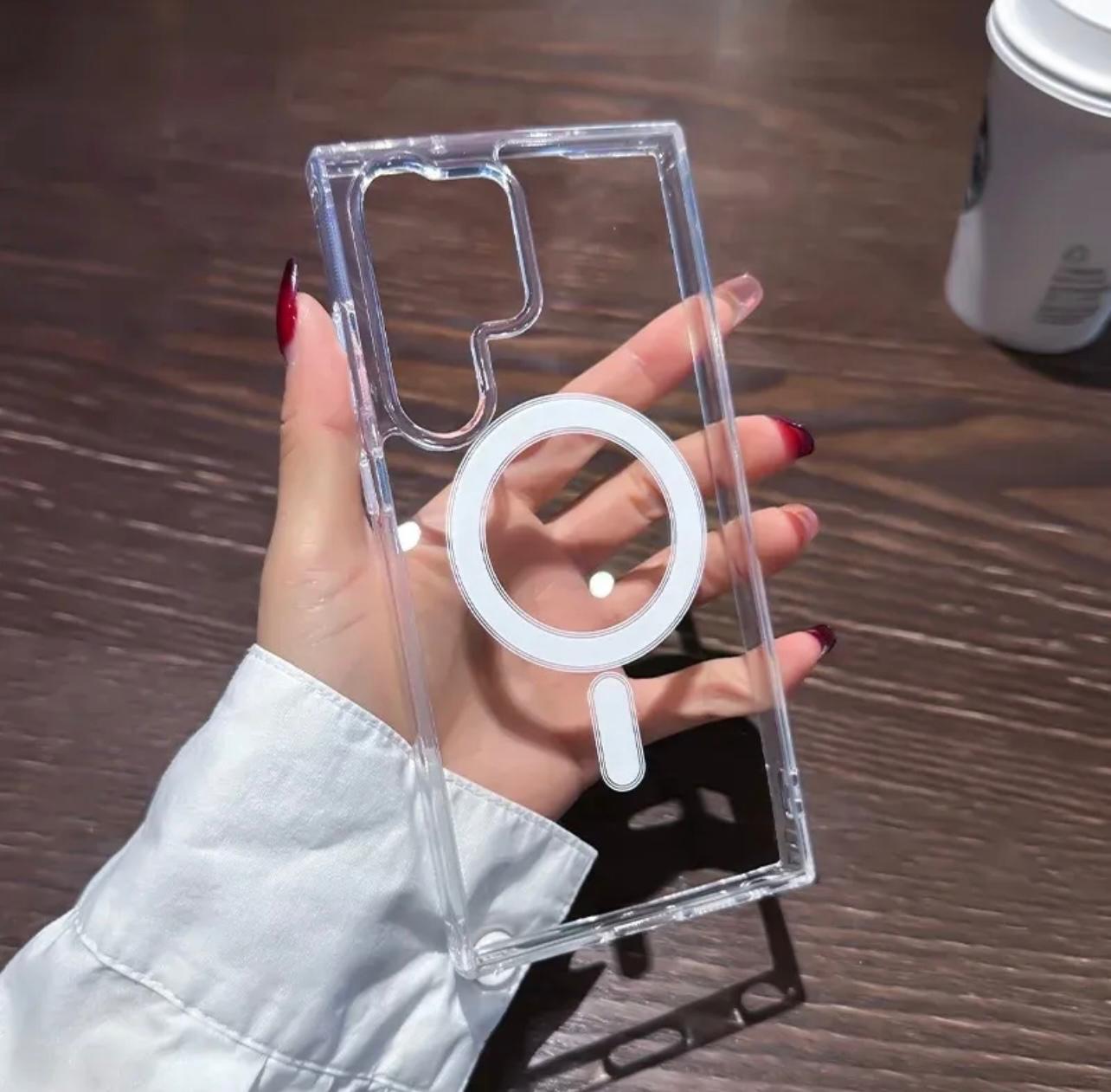 Samsung Galaxy S26 Ultra,S25 Ultra,S24 Ultra,S23 Ultra,S22 Ultra,S21 Ultra,S25 Plus,S24Plus,S26,S25,S24- Magnetic MagSafe Ultra Hybrid Case Crystal Clear Magnetic Wireless Charging Four Sided Shockproof Clear Case