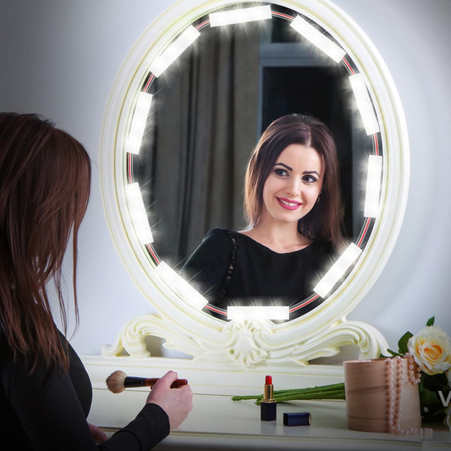 Mirror Lights, 10ft Hollywood Style LED Vanity Mirror Light, Dimmable Ultra Bright White Touch Control Light Strip for Makeup Vanity & Bathroom Mirror (Mirror Not Included)
