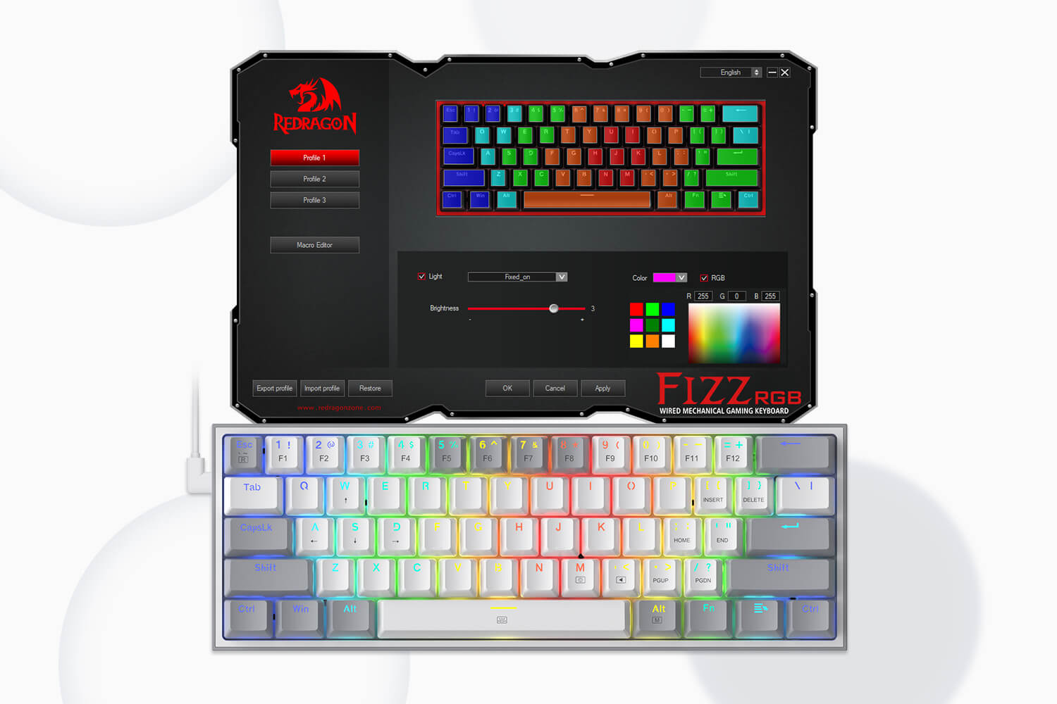 Redragon K617 Fizz 60% Wired RGB Mechanical Gaming Keyboard White Grey 61 Keys Hot-Swap Compact Mechanical Keyboard Linear Red Switch 19 58abc015fa8352224141fa4cba5438c4