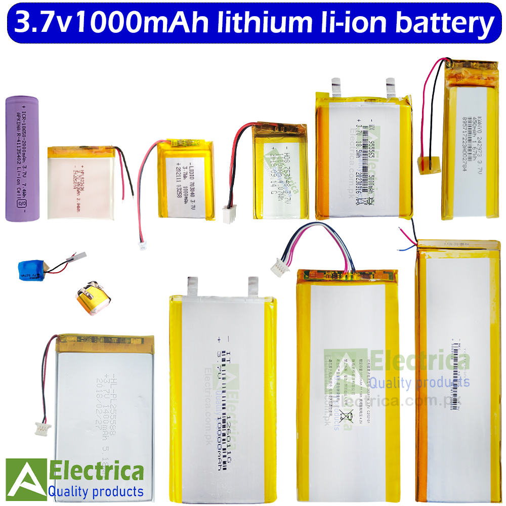 3.7V Li-ion Lithium Ion Battery 25mAh to 10000mAh Rechargeable Battery for Power Bank, DIY Toys, Arduino & Electronics Projects