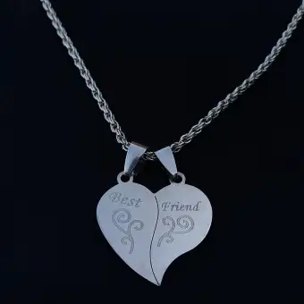 Best Friend Gift Heart Silver Plated Pendants Necklace Bff Friendship