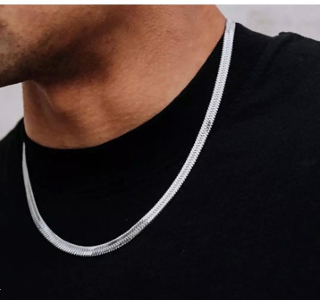 Life Time Color Warranty Snake Silver Chain 3mm /55cm, (22 Inches) in Stainless Steel For Man