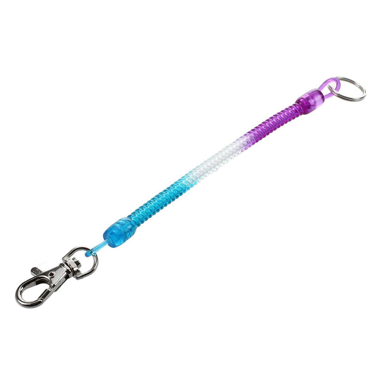 FLYEER Lobster Hook Purple Blue Spring Stretchy Coil Keyring Keychain Strap  Rope Cord