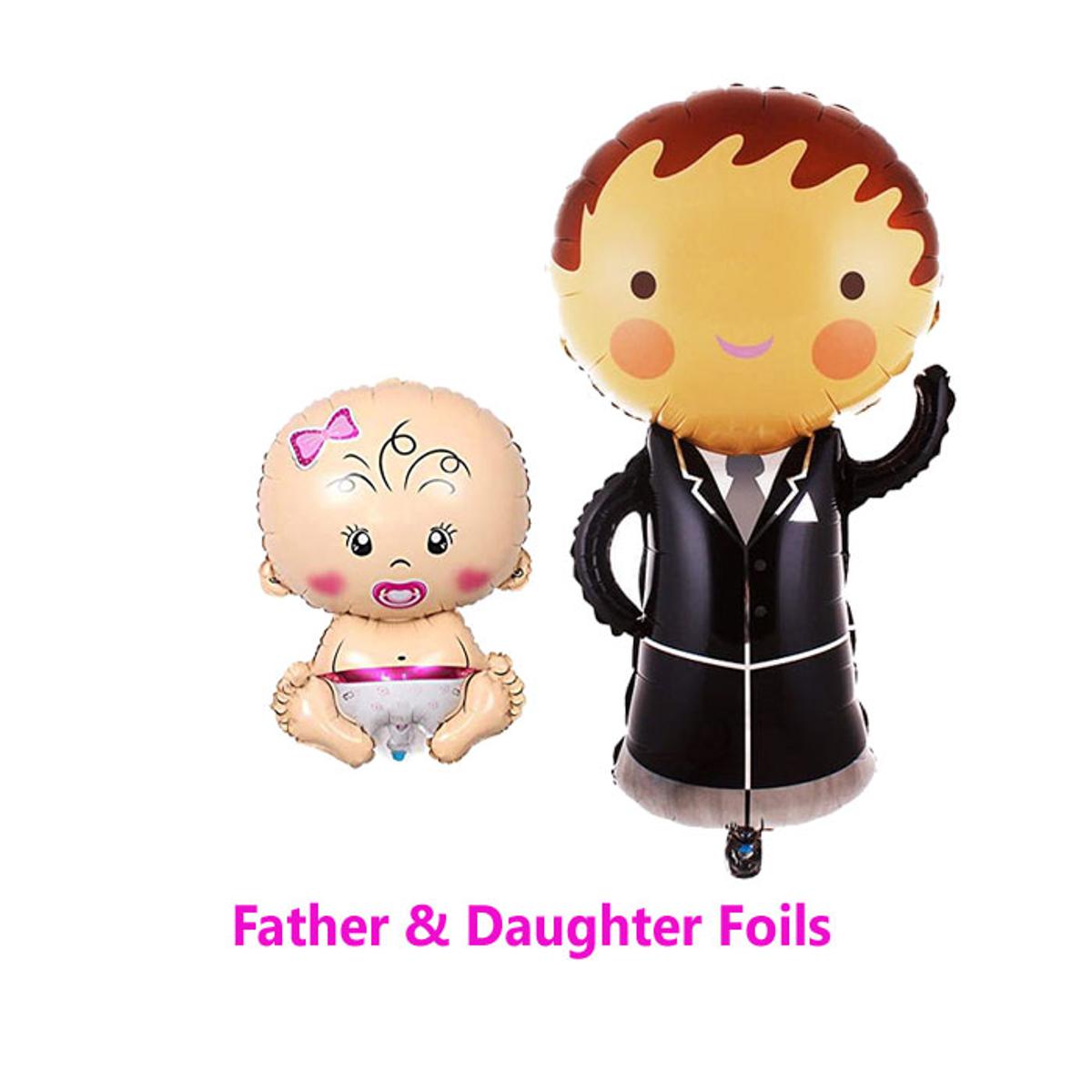 Father & Daughter Baby Girl Foil balloons Set Baby Shower Set With Father &  Baby Girl