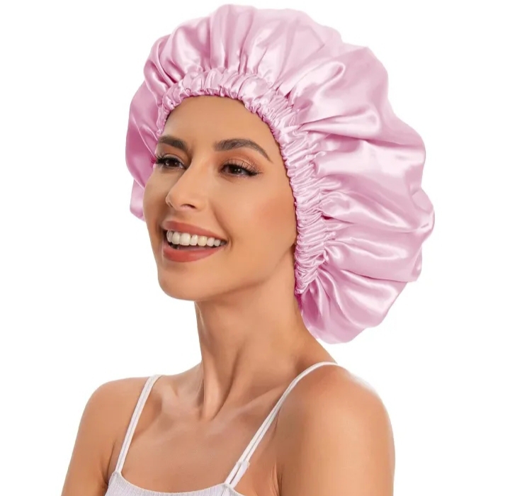 Satin Silk Bonnet for Sleeping - Double layer Soft Silk Cap Adjustable Silk Sleeping Caps .