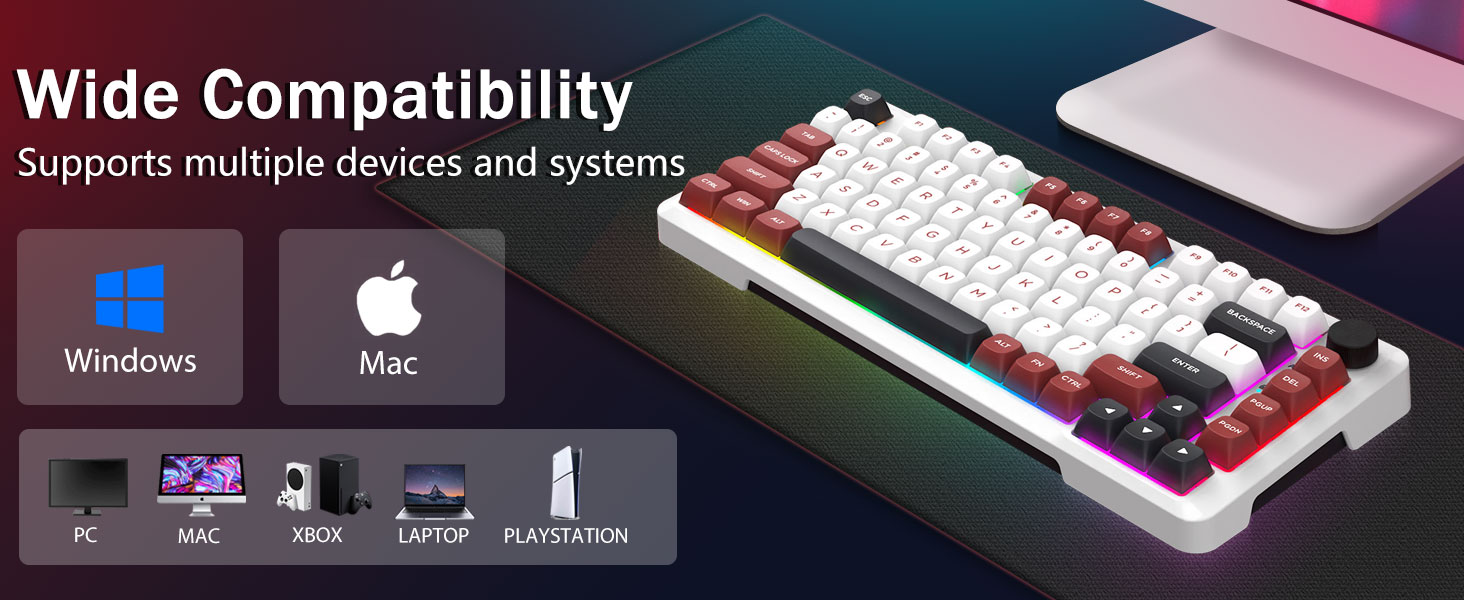 E-YOOSO Z-82 Wired 75% RGB Mechanical Gaming Keyboard, Creamy Sound, Hot Swappable Pre-lubed Linear Switches, Gasket Structure, Knob Control White Red 24 58f81b798efcc3c1dce11e6ef3aa6cc2