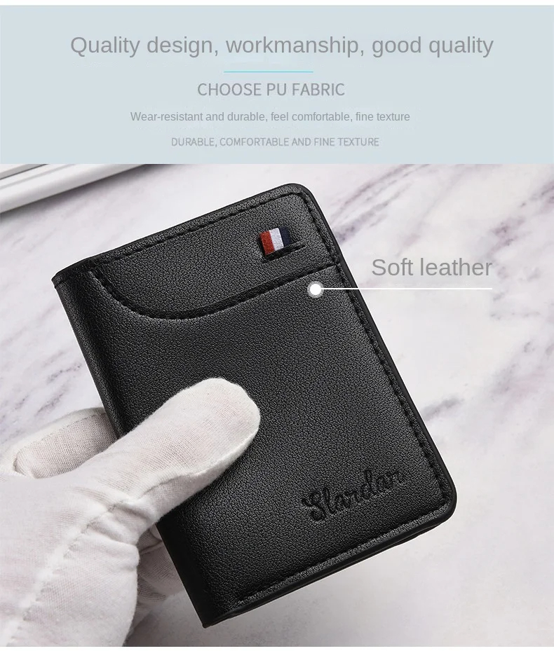 Premium Black Leather Wallet for Men Slim Bifold – Stylish Gents Wallet with Card Holder & Cash Compartments, Luxury Minimalist Design Mens Wallet, Durable PU Leather Purse for Men, Compact Lightweight Wallet for Daily Use, Elegant Black Vallet for Men