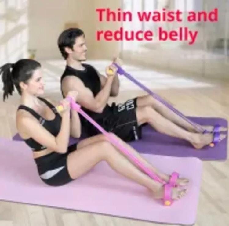 Elastic Pull Rope Resistance Band Foot Pedal Exerciser | Sit Up Abdominal Muscle Expander Stretcher | Home Gym Fitness Workout Equipment Body Building Tension Band Tummy Trimmer Pakistan