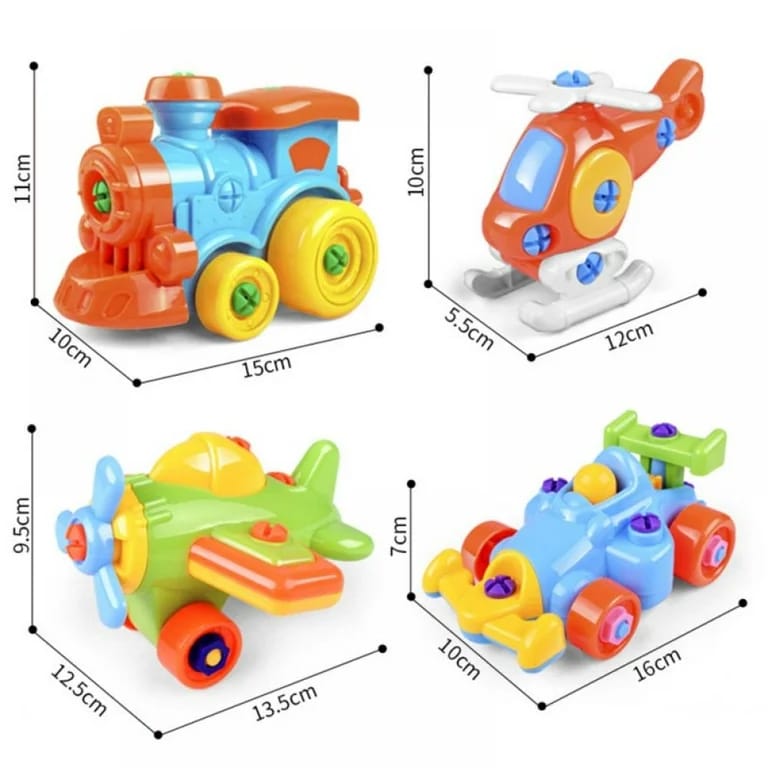 Children's Educational City Disassembly Toy Set – Take-Apart Airplane, Train, Car, Sports Bike, and Racing Bike with Tools – STEM Learning Construction and Engineering Toy Kit for Kids (Ages 3, 4, 5, 6 & Up) – Perfect Gift for Boys and Girls. (AIZAL MALL)