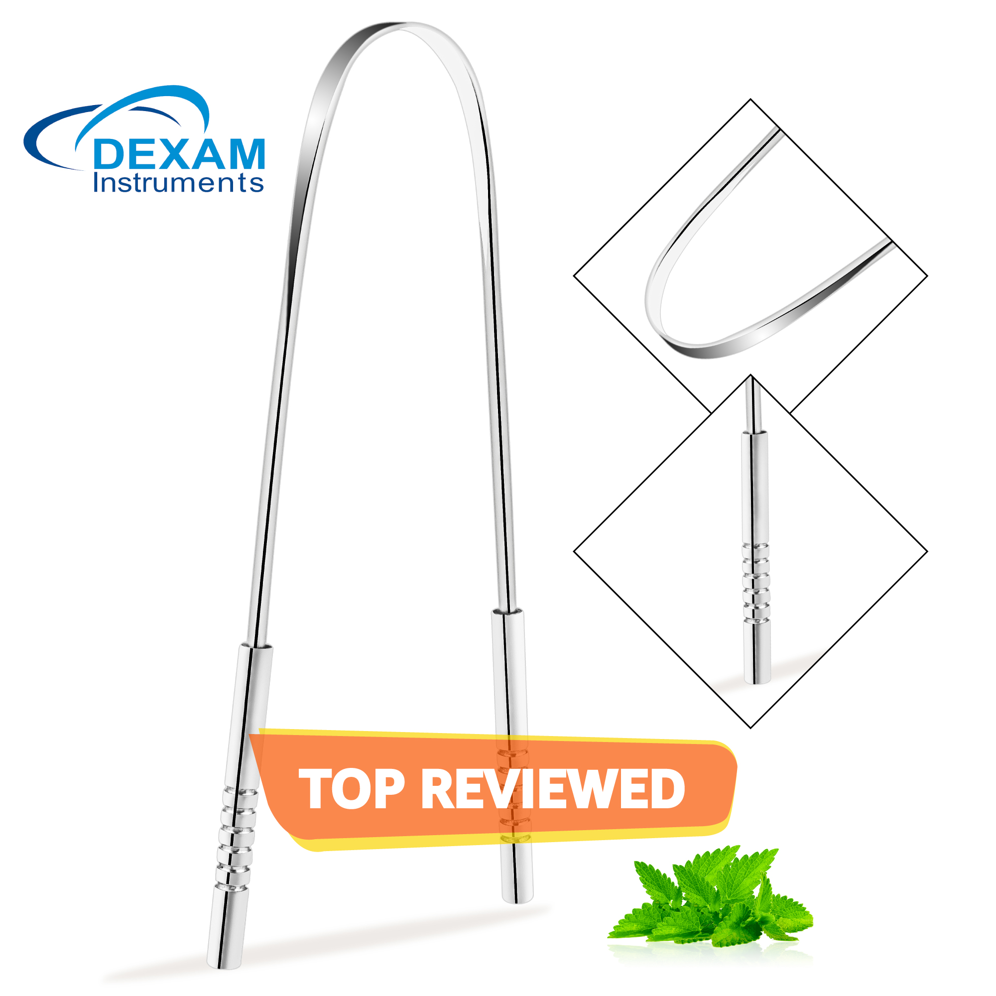 Dexam Tongue Cleaner Tongue Scraper Stainless Steel Cleaner Bacteria Inhibiting, Non synthetic Grip Sterilizable Tongue Cleaner For Fresh Breath