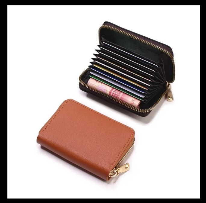 Zip Card Wallet Genuine Leather Minimalist Design | Long Bifold Wallet for Men with Multiple Card Slots | Slim Small Wallet for Men and Women | Business Purse for Cash Coins ID and Credit Cards Everyday Travel Office Use