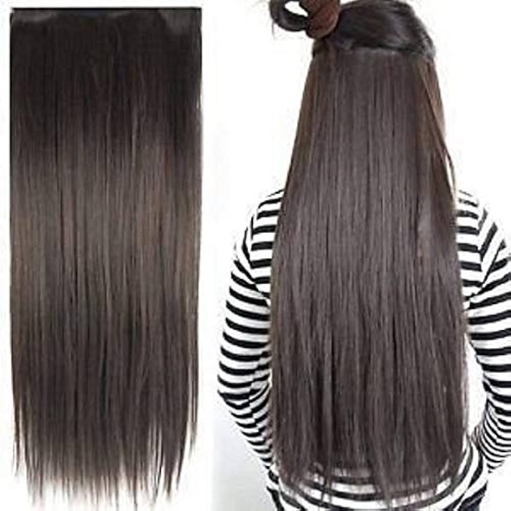 Natural Brown 30 Inch 5 Clips Synthetic Hair Extension Wig Fashion Long Straight Full Hair