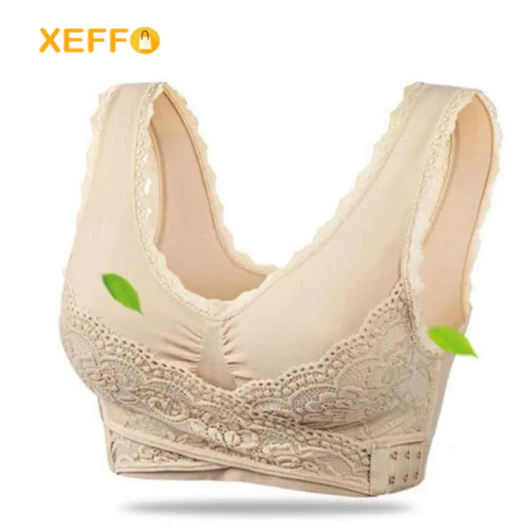 Xeffo solid women Bra Breathable Seamless Fitness Wire Free Full Cap Push  Up Gather Bralette with Padded Front Cross Huk Bra