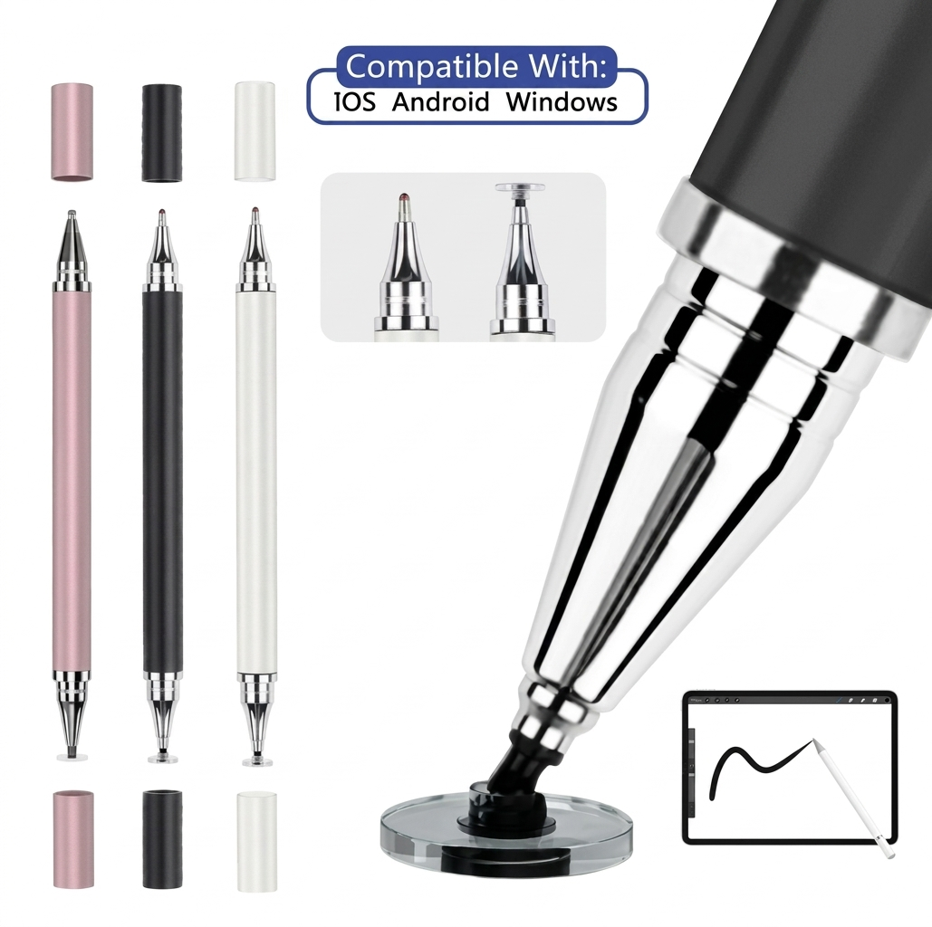2 In 1 Stylish Universal Practical Dual-use Capacitive Tablet Stylus Pen Exquisite Double-headed Silicone Disc Drawing Tablet Phone Capacitor Pen|Best 2In1 Stylus Pen For Mobile Phone Tablet Drawing Pencil Universal Touch Screen Penf or Andrid,all devices