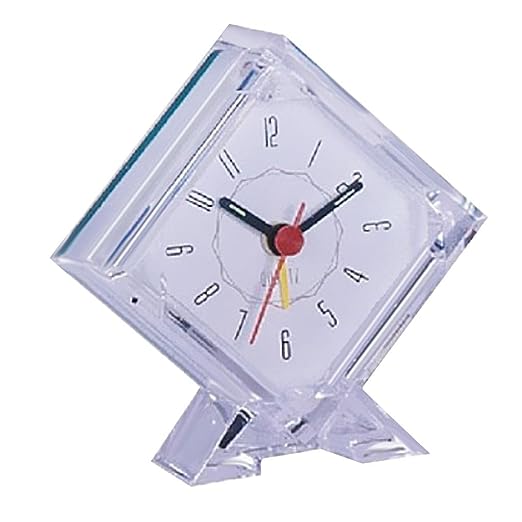 Home and Travel use Alarm Clock Small Quartz on snooze with clock Light deman- Resin white Crystal Clock children table clock-