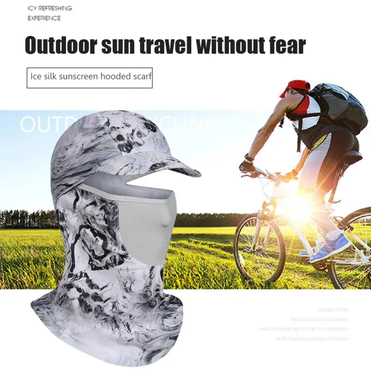 Summer Cool Ice Silk Balaclava For Men Motorcycle Multi-function Riding  Full Face Cover Outdoor Anti-dust Sun-proof Hood Hat