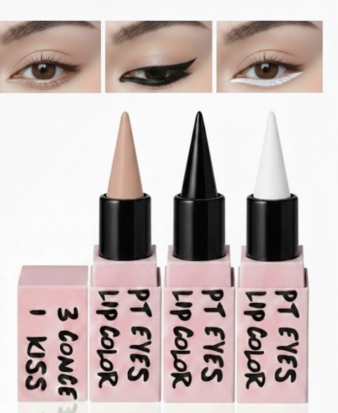 3 in 1 Eyes Kajal Pencil | Waterproof Long Lasting Eyeliner | Black White Nude Eye Pencil for Waterline, kajal stick