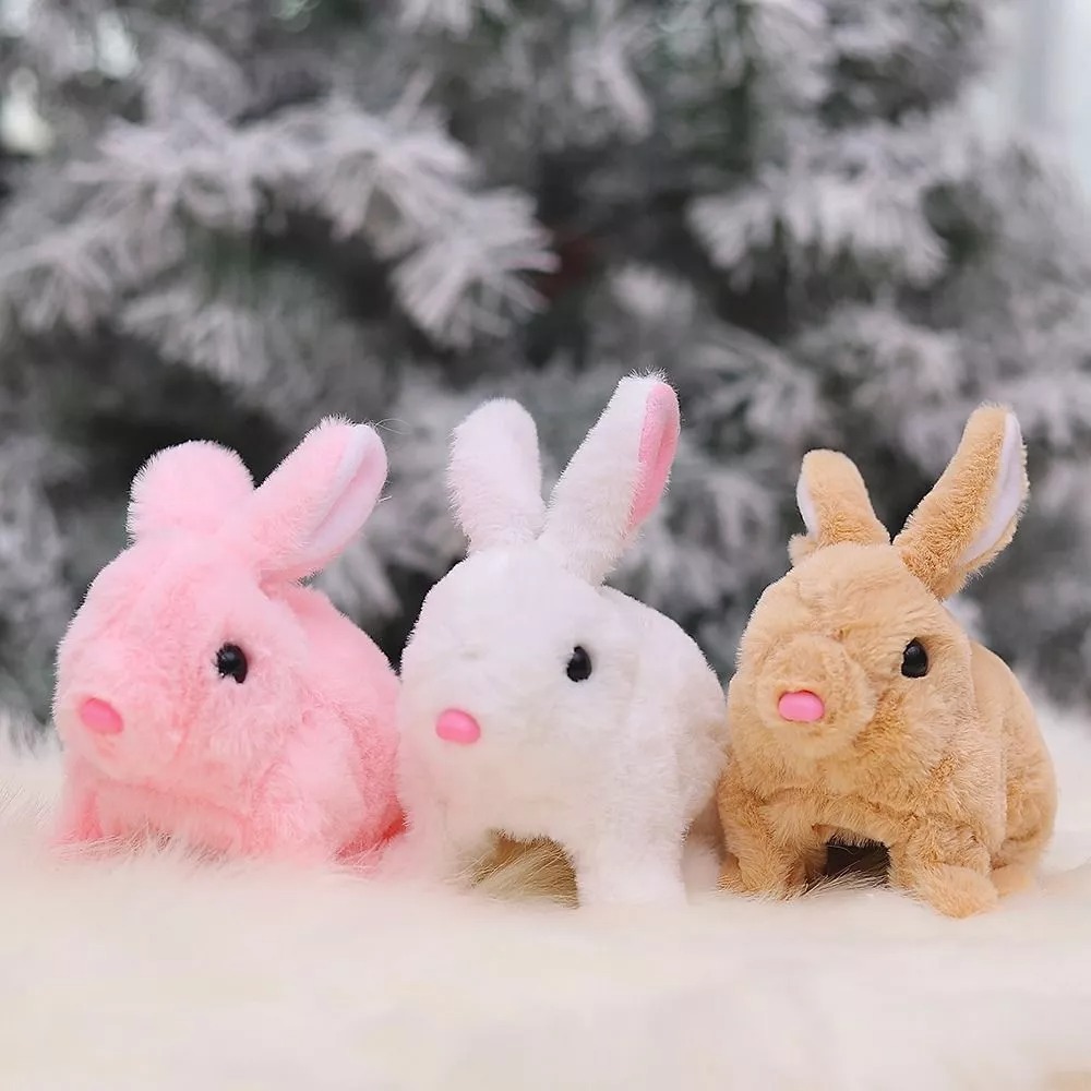 Electronic Plush Rabbit Toy Robot Bunny Walking Jumping Running Animal Shake Ears Cute Electric Pet for Kids Birthday Gifts