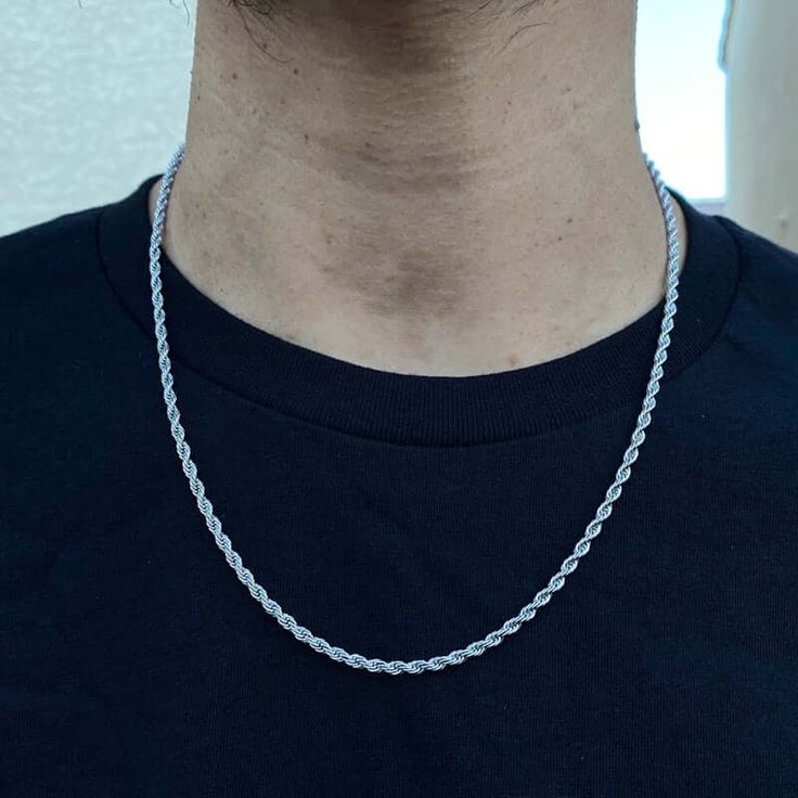 Silver Rope Chain Sterling Pieces New Style Men Original Chain Hight Quality For Man-Boys