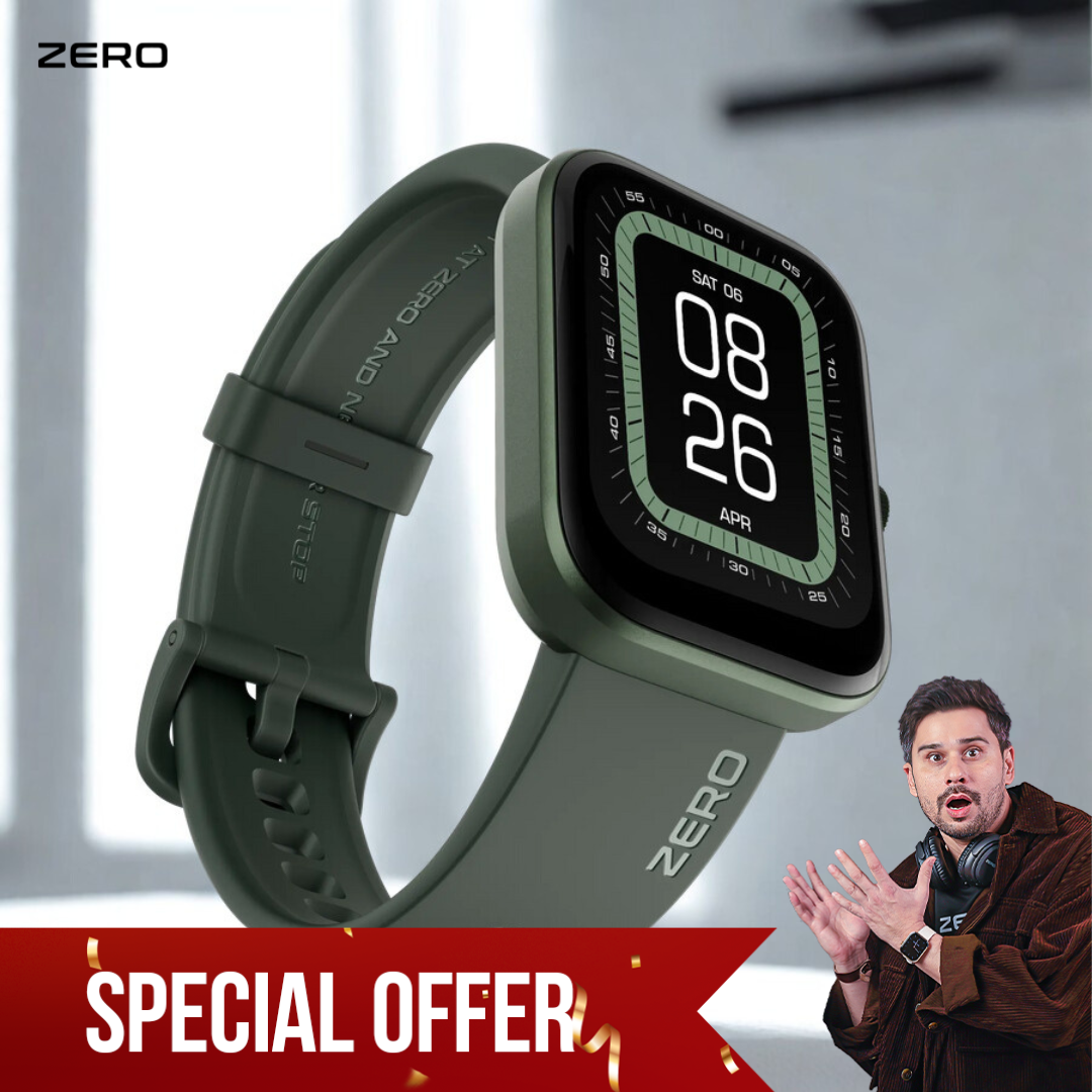 Zero® Terra Fit  Smartwatch 2.5D Curved Glass | 100+ Sports Modes, Swift UI  | Real SpO₂, GPS  | Fitness Tracking Smartwatch  |  AI Voice Assistant | IP6X Watch for Android & ios