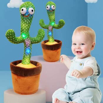 Dancing Cactus Toy without Recording - Rechargeable | Cell Operated Singing Plush Twisting Cactus Toy Education Toy Plush Toy with Songs for Kids
