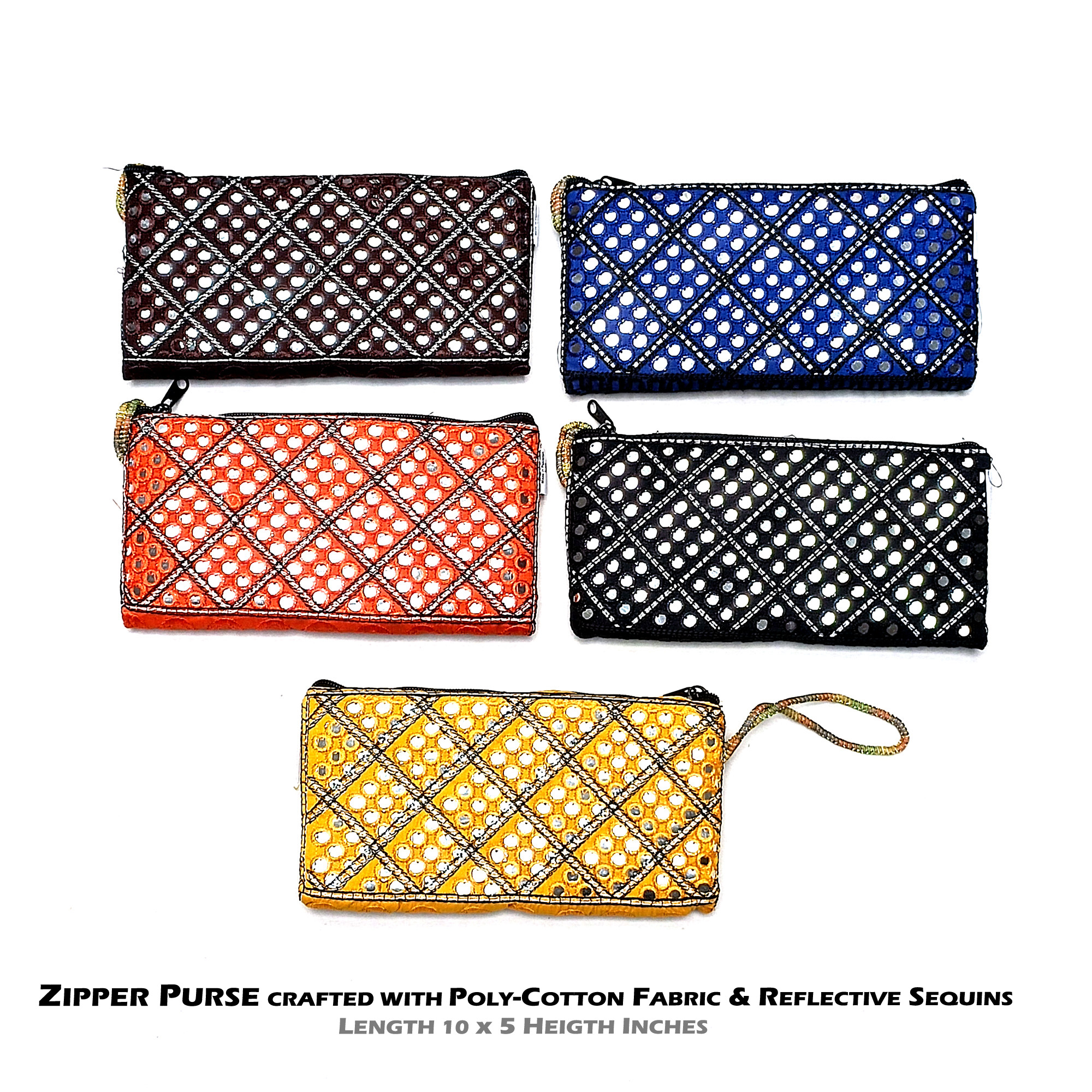 Zipper Clutch Purse Pouch crafted with Sequins & Embroidery Pakistani Traditional Cultural Wear by ZENZ for Girls & Women