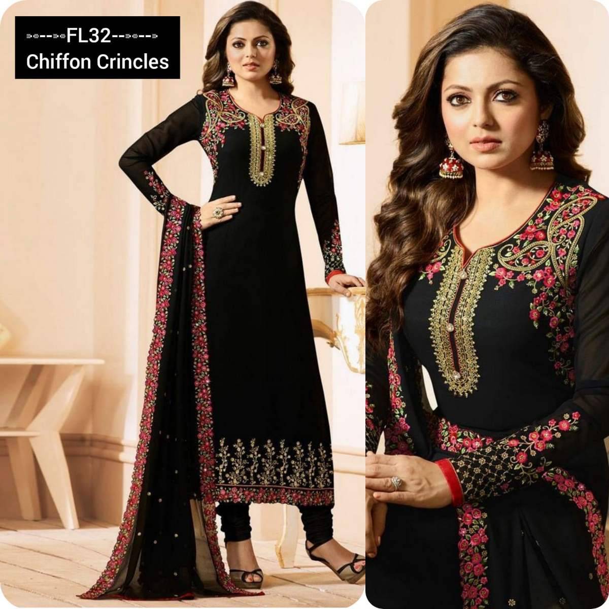 black chiffon churidar