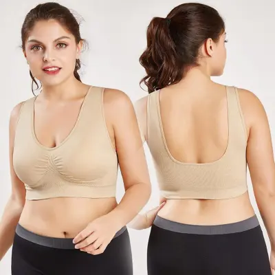 Beige Color Nylon Stretch Comfort Air Bra Non Padded Seamless Genie For  Women Non Wired Brassiere for Mothers in M L XL Sizes