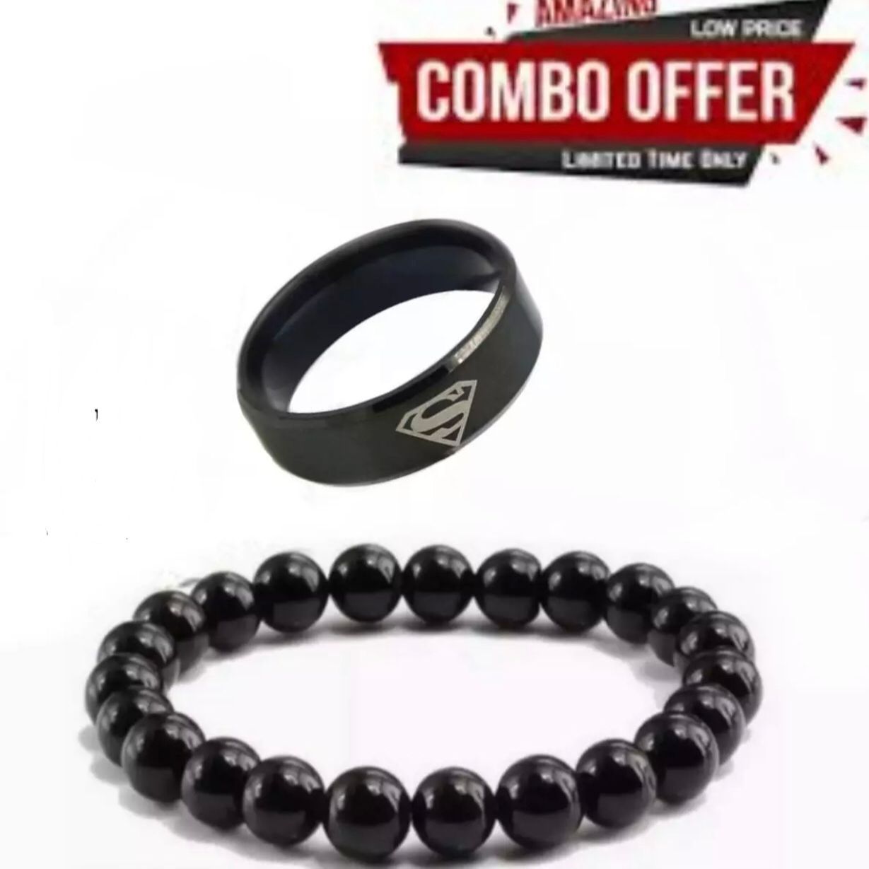 Black Beads Bracelet for Men Adjustable Wrist Band for Man