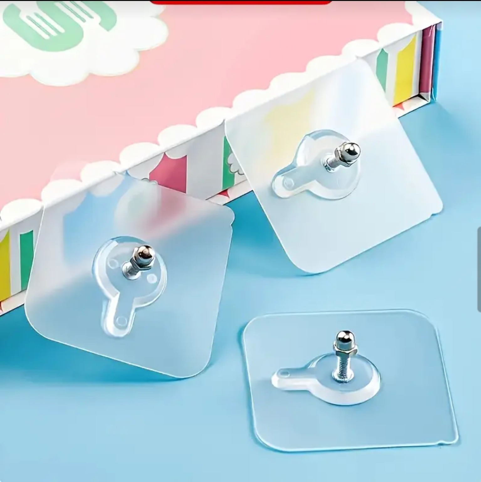 Pack 1 2 5 10 20 Pcs Self Adhesive Screw Hook Stickers Heavy Duty Drill and Nail Free Sticky Suction Cup Wall Hanging Hooks Transparent Punch Free No Scratch Strong Ceiling Hanger Hook Sticker