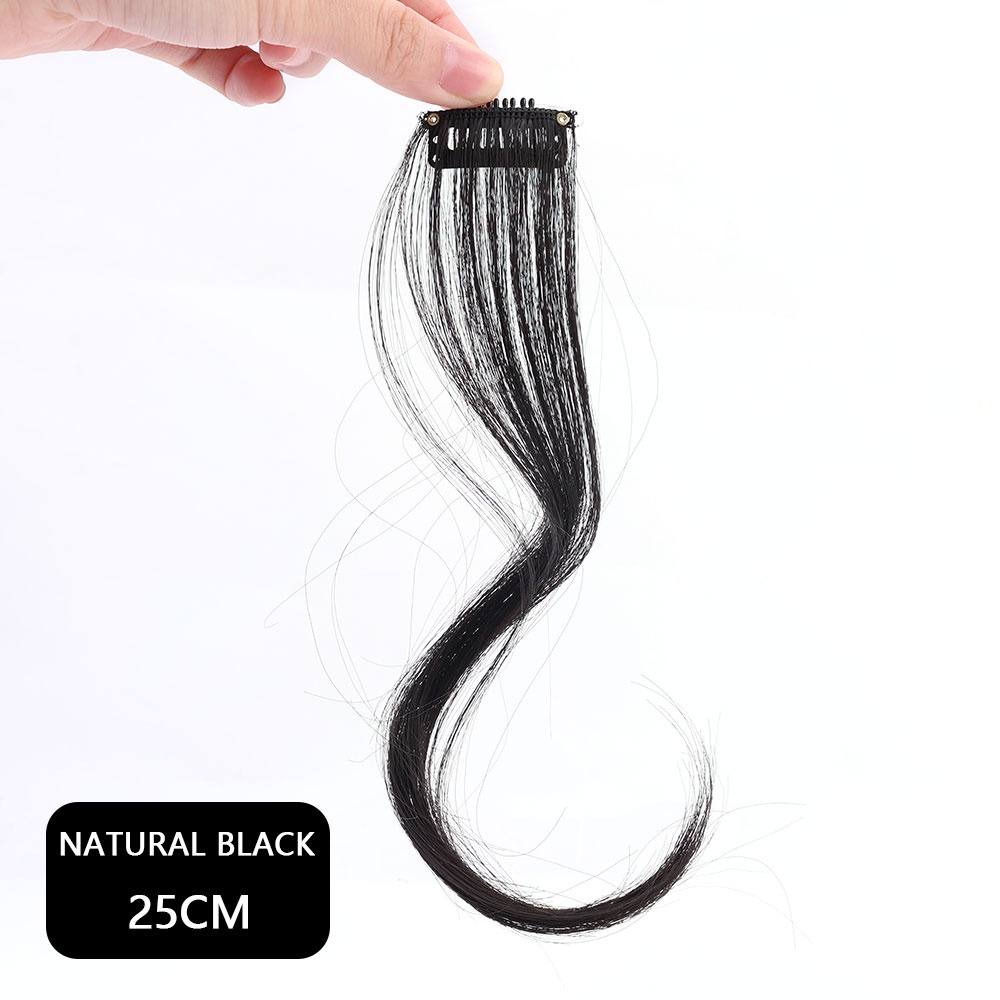 25CM Long Curly Middlepart Bangs Clips Front Two Side Wig Hair