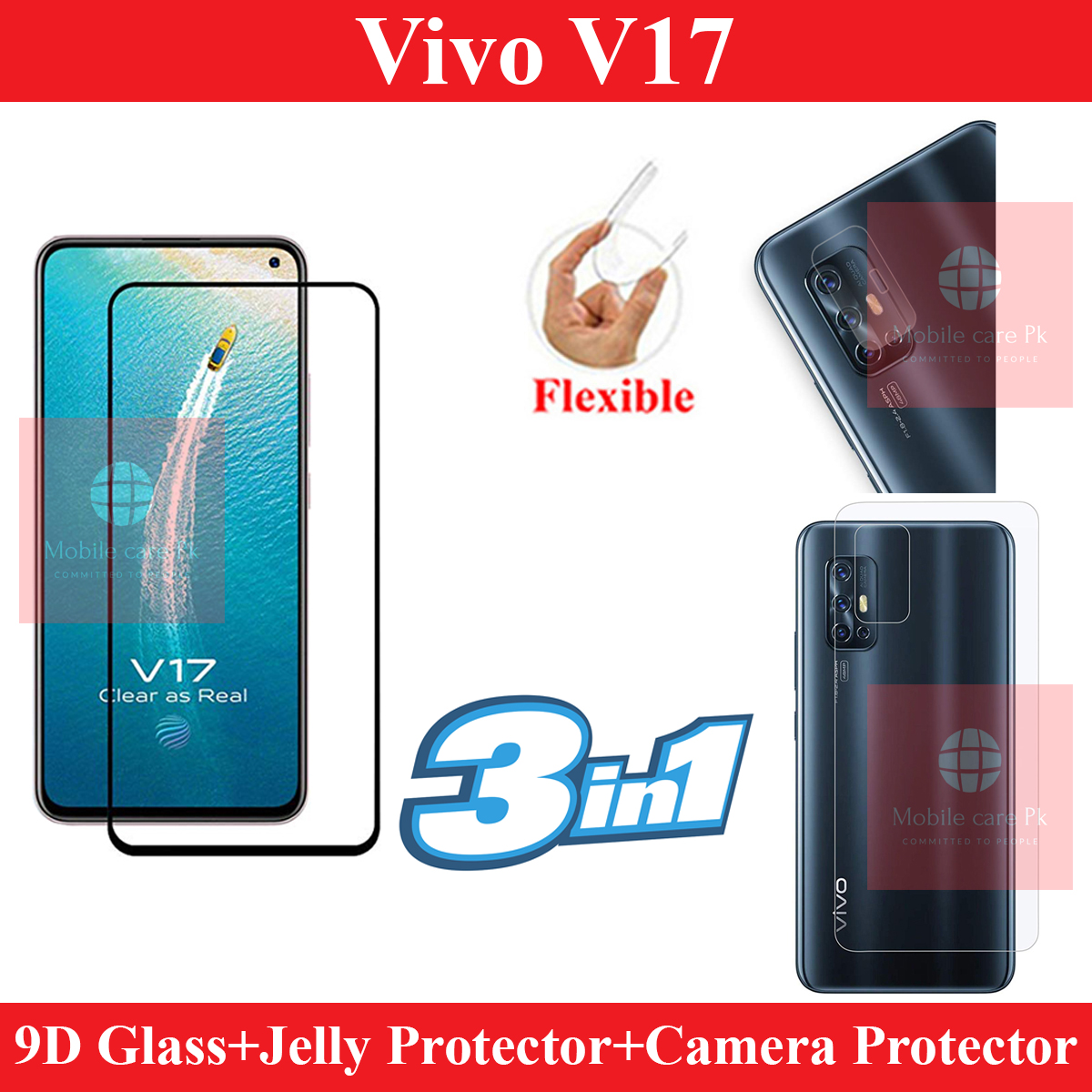 Vivo V17 Full Black 9D|5D|6D|10D|11D|21D Tempered Glass Screen Protector  Full Glue Edge To Edge Back Camera 9H Gorilla Flexible Protector Back 