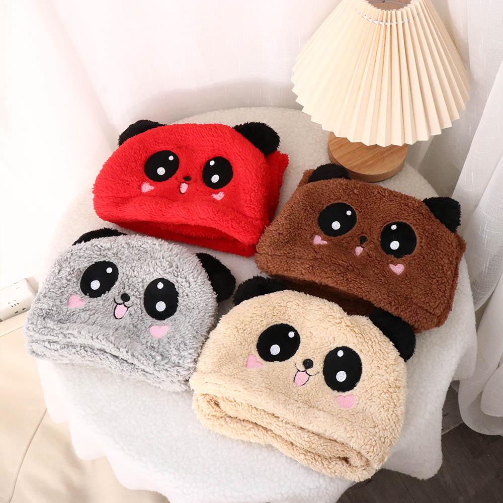 Boys And Girls Adorable Winter Baby Cap Velvet Cartoon Panda &Amp; Rabbit Hat With Warm Neck Collar