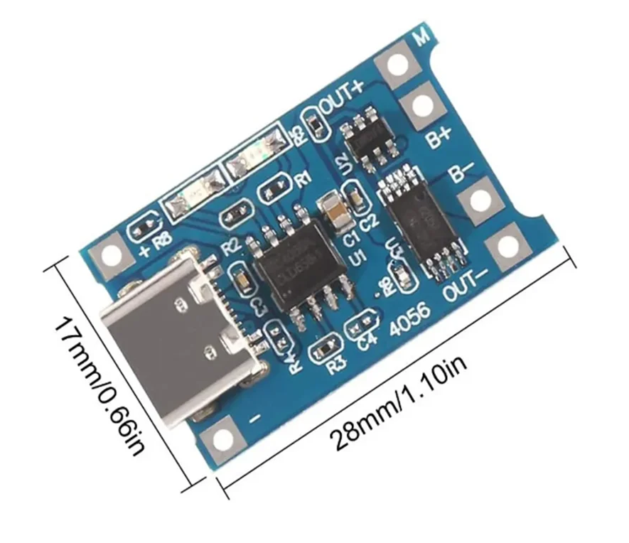 Type-C 5V 1A 18650 TP4056 Lithium Battery Charger Module